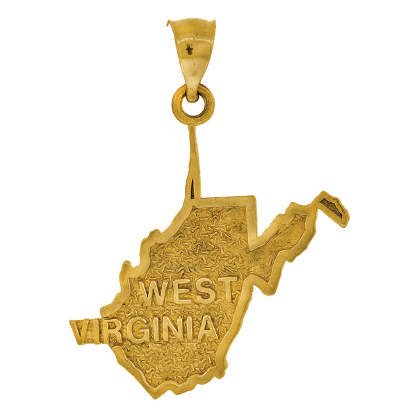 10kt Gold Mens West Virginia Ht:25.8mm x W:22.6mm State Charm Pendant