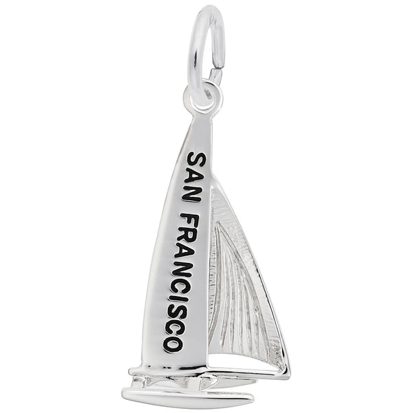 Rembrandt Charms San Francisco Catamaran Charm Pendant Available in Gold or Sterling Silver
