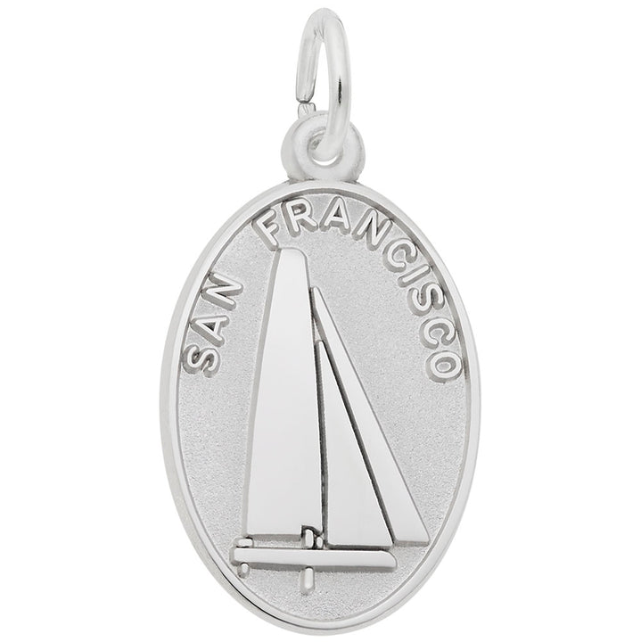 Rembrandt Charms San Francisco Catamaran Disc Charm Pendant Available in Gold or Sterling Silver