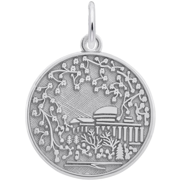 Rembrandt Charms Cherry Blossom Scene Charm Pendant Available in Gold or Sterling Silver