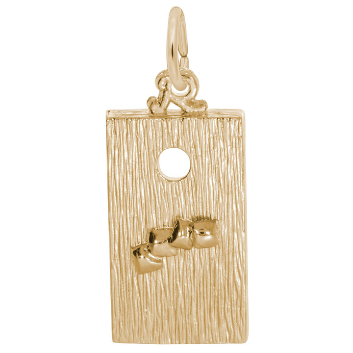 Rembrandt Charms Gold Plated Sterling Silver Corn Hole Game Charm Pendant