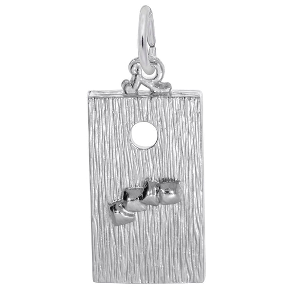Rembrandt Charms Corn Hole Game Charm Pendant Available in Gold or Sterling Silver