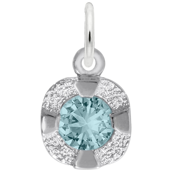 Rembrandt Charms Petite Birthstone - Mar Charm Pendant Available in Gold or Sterling Silver