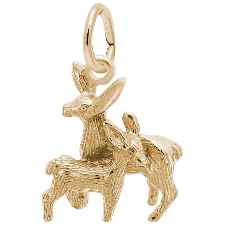 Rembrandt Charms 10K Yellow Gold Deer Doe & Fawn Charm Pendant