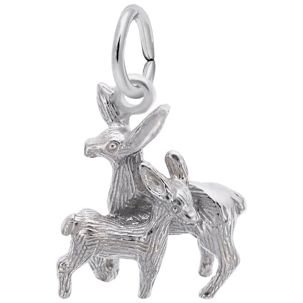 Rembrandt Charms Deer Doe & Fawn Charm Pendant Available in Gold or Sterling Silver