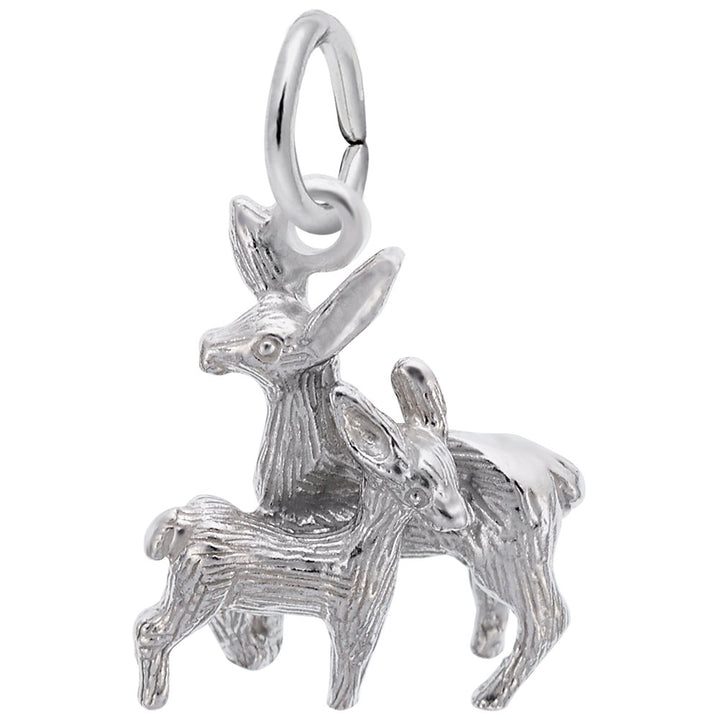 Rembrandt Charms 925 Sterling Silver Deer Doe & Fawn Charm Pendant