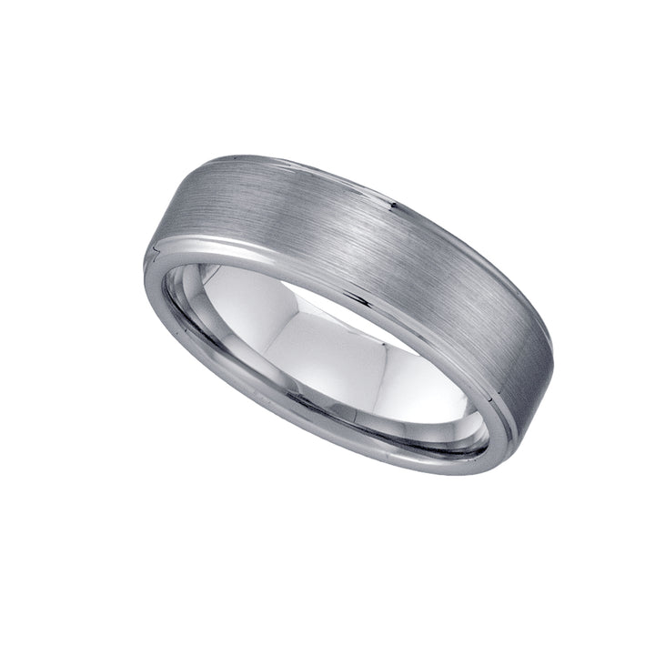 Tungsten Plain Brushed Comfort-fit 7mm Size-12 Mens Wedding Band