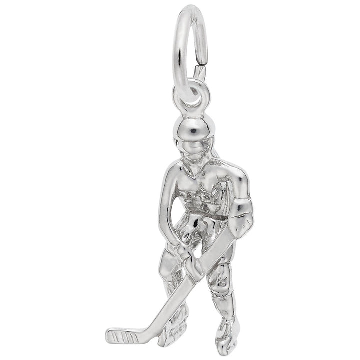 Rembrandt Charms Hockey Player, Female Charm Pendant Available in Gold or Sterling Silver