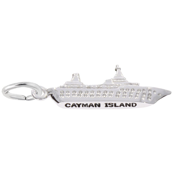 Rembrandt Charms Cayman Island Cruise Ship 3D Charm Pendant Available in Gold or Sterling Silver