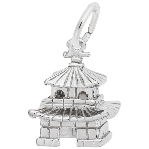 Rembrandt Charms Oriental Temple Charm Pendant Available in Gold or Sterling Silver