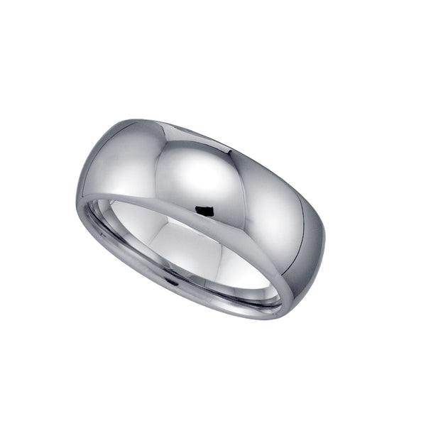 Tungsten Plain Dome Comfort-fit 8mm Sizes 7 - 14 Mens Wedding Band