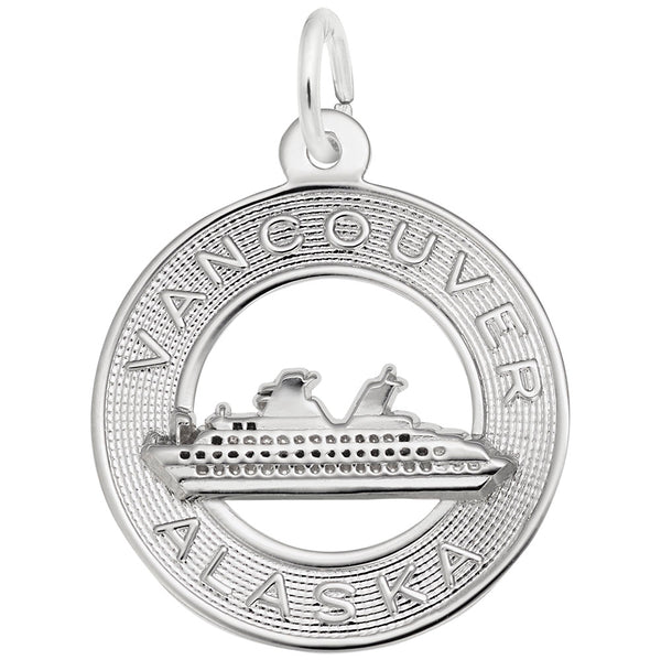 Rembrandt Charms Van/Ak Cruise Ship Charm Pendant Available in Gold or Sterling Silver