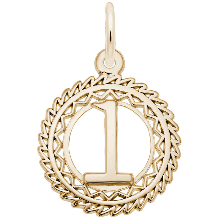 Rembrandt Charms Gold Plated Sterling Silver Number 1 Charm Pendant
