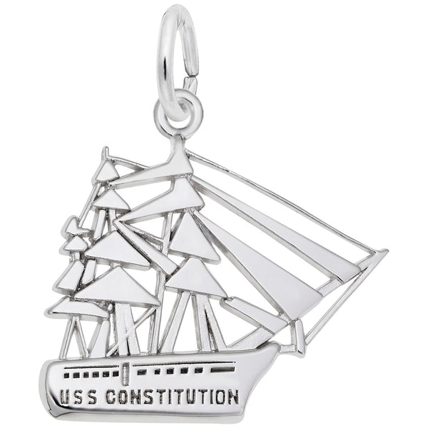 Rembrandt Charms Uss Constitution Charm Pendant Available in Gold or Sterling Silver