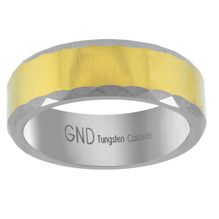 Tungsten Two-tone Multi-facet edges Mens Comfort-fit 7mm Sizes 7 - 14 Wedding Anniversary Band