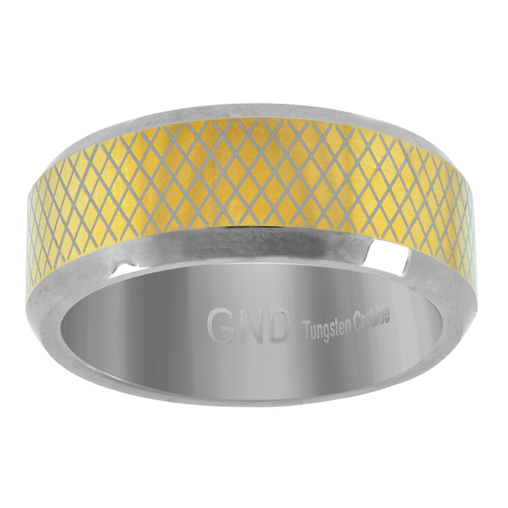 Tungsten Two-tone Knurled Mens Comfort-fit 8mm Size-8 Wedding Anniversary Band