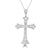 14K White Gold Round Diamond Cross Pendant with 18 inch Chain 0.57 Cttw 18 Stones