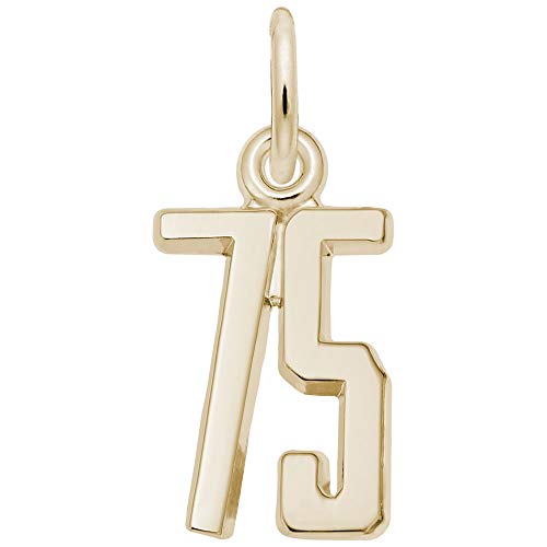 Rembrandt Charms Gold Plated Sterling Silver Number 75 Charm Pendant