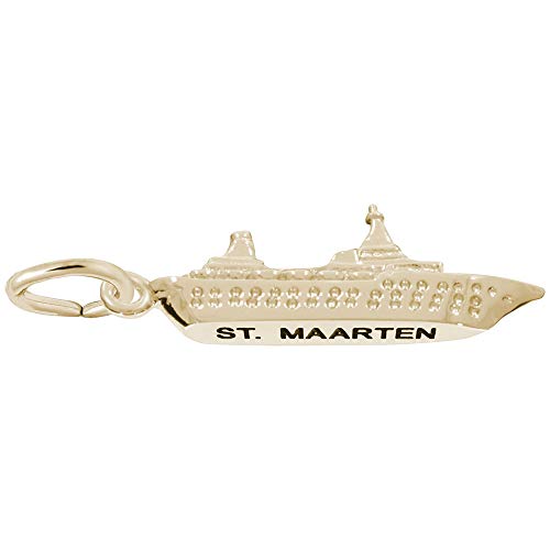 Rembrandt Charms Gold Plated Sterling Silver St. Maarten Cruise Ship Charm Pendant