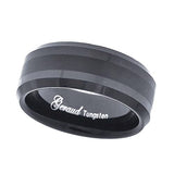 Tungsten Black Center Brushed Beveled Edges Mens Comfort-fit 8mm Size-8 Wedding Anniversary Band
