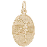 Rembrandt Charms 14K Yellow Gold Female Volleyball Charm Pendant