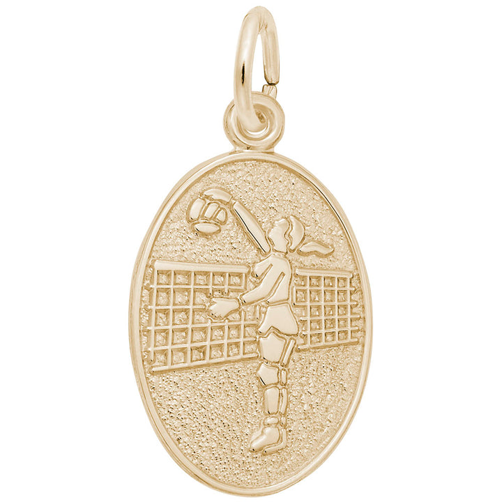 Rembrandt Charms 14K Yellow Gold Female Volleyball Charm Pendant
