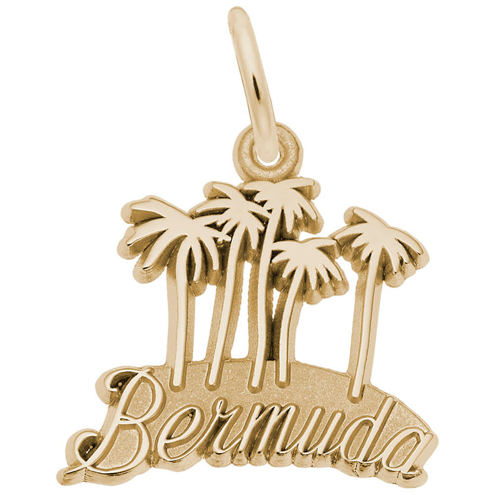 Rembrandt Charms Gold Plated Sterling Silver Bermuda Map W/Palms Charm Pendant