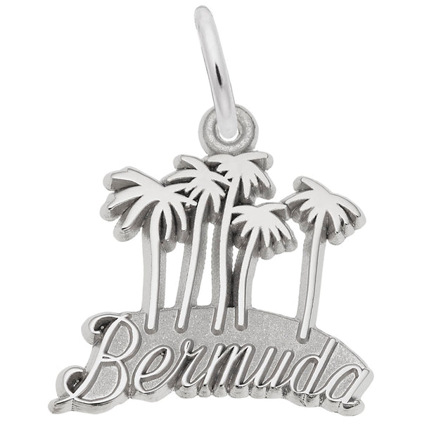 Rembrandt Charms Bermuda Map W/Palms Charm Pendant Available in Gold or Sterling Silver