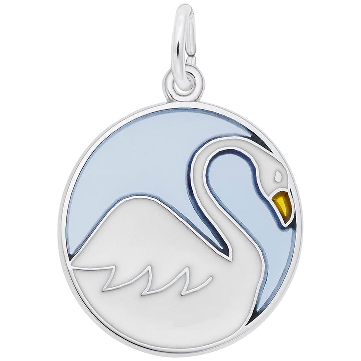 Rembrandt Charms 07 Swans A Swimming Charm Pendant Available in Gold or Sterling Silver