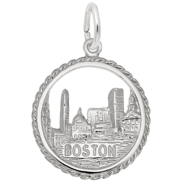 Rembrandt Charms Boston Skyline Charm Pendant Available in Gold or Sterling Silver
