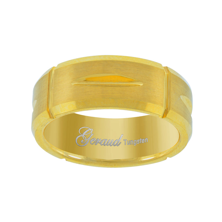 Tungsten Yellow-tone Diamond-cut Mens Comfort-fit 8mm Size-11.5 Wedding Anniversary Band