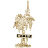 Rembrandt Charms Gold Plated Sterling Silver St. Maarten Palm W/Sign Charm Pendant