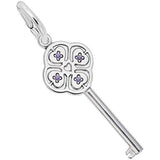 Rembrandt Charms 925 Sterling Silver Key Lg 4 Heart Feb Charm Pendant