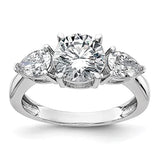 14kt White Gold 3-Stone Engagement Ring G H I True Light Moissanite 2.36 Carat, Ring Size 7
