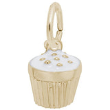 Rembrandt Charms Gold Plated Sterling Silver Cupcake White Charm Pendant