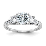 14kt White Gold 3 Stone Colorless Moissanite Ring 1.50ct (1.5 Carat) Ring Size 7