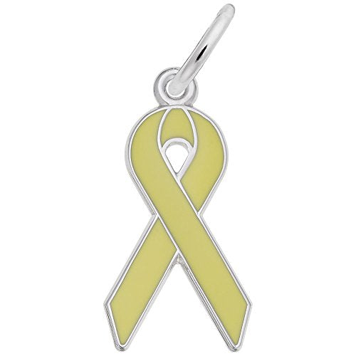 Rembrandt Charms Gold Plated Sterling Silver Yellow Ribbon Charm Pendant