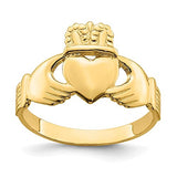 14k Yellow Gold Polished Claddagh Ring (Size 9) Charm Pendant