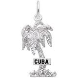 Rembrandt Charms Cuba Palm W/Sign Charm Pendant Available in Gold or Sterling Silver