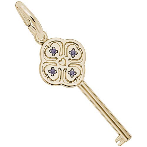 Rembrandt Charms Gold Plated Sterling Silver Key Lg 4 Heart June Charm Pendant