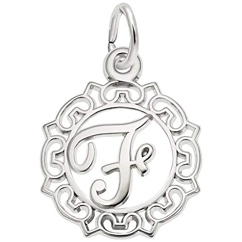 Rembrandt Charms Initial Letter F Charm Pendant Available in Gold or Sterling Silver