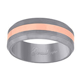 Tungsten Brushed Rose-tone Center Beveled Edges Mens Comfort-fit 8mm Size-11 Wedding Anniversary Band
