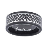 Tungsten Black with Laser Geometric Design Mens Comfort-fit 8mm Sizes 7 - 14 Wedding Anniversary Band