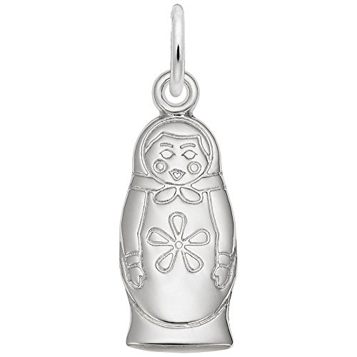 Rembrandt Charms 925 Sterling Silver Matryoshka Doll Flat Back Charm Pendant