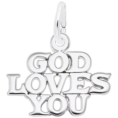 Rembrandt Charms 925 Sterling Silver God Loves You Charm Pendant