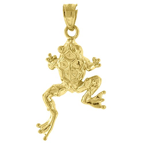 10kt Yellow Gold Womens Frog Ht:29.6mm x W:14.3mm Animal Charm Pendant