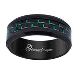Tungsten Black Green Carbon Fiber Inlay Mens Comfort-fit 8mm Size-12 Wedding Anniversary Band
