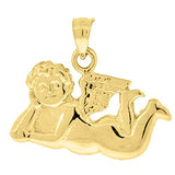 10kt Yellow Gold Unisex Polished Finish Cupid Angel Religious Charm Pendant