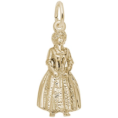 Rembrandt Charms Gold Plated Sterling Silver Colonial Woman Charm Pendant