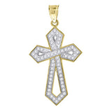 10kt Gold Two-tone CZ Mens Cross Ht:36mm x W:19.7mm Religious Charm Pendant